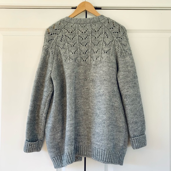 Soft Surrounding Cardigan Sweater Open Front Chunky Knit Patch Pocket Size M - Picture 3 of 7